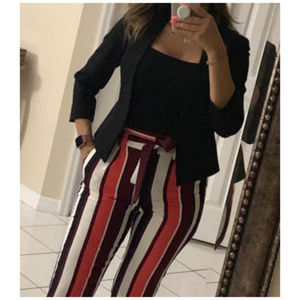 EXPRESS High Waisted Striped Ankle Pants Trousers Pink White